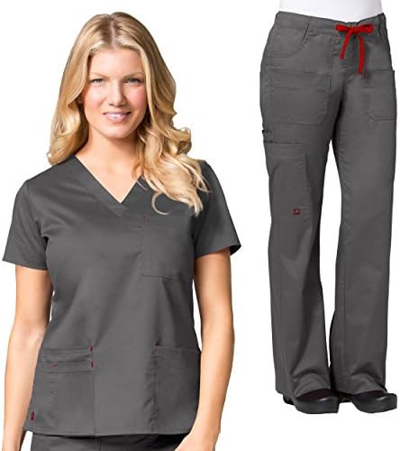 Blossom 3 Pocket V-Neck Scrub Top & Utility Pocket Cargo Scrub Pant Set [XS - 2XL]