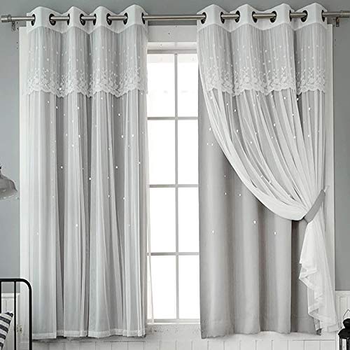 2 400 270cm Oybb Curtains Hollow Stars Thick Lace Curtains Full