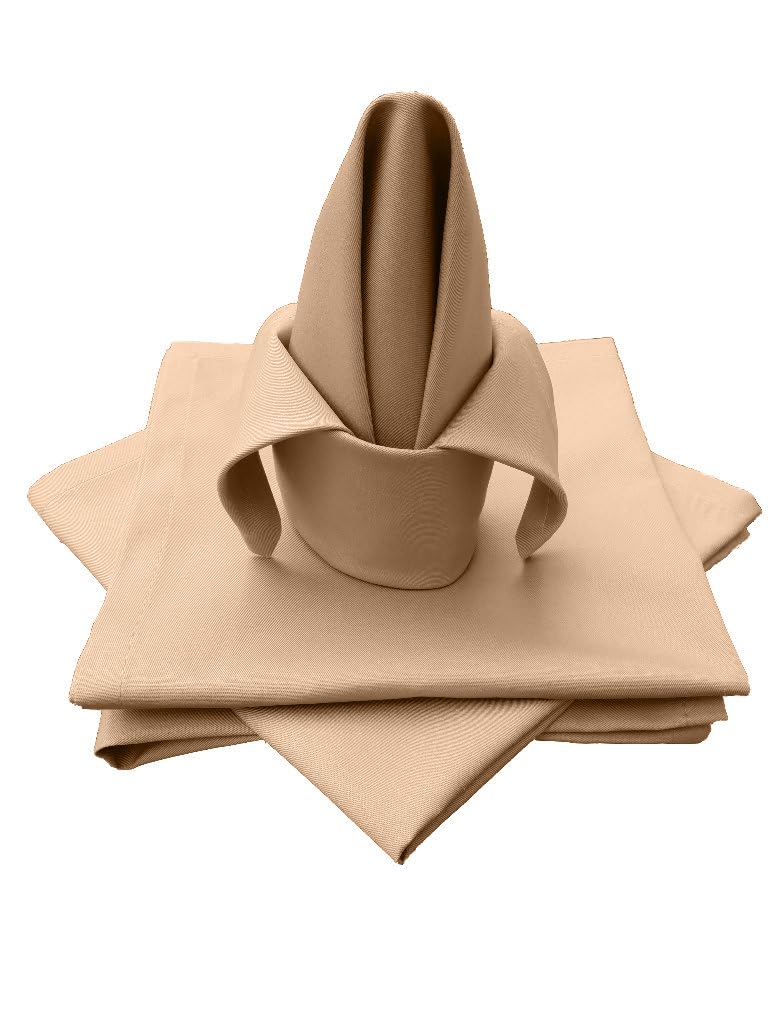 Lemos Home Fabric Napkin Table Cloth Set of 4 Made from 100% Cotton Collection Concept, Choice of Colours and Sizes (Fabric Napkin Set of 4-45 x 45 cm, Camel)