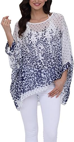 DearQ Boho Floral Chiffon Blouse Casual Plus Size Hippie Semi Sheer Loose Top