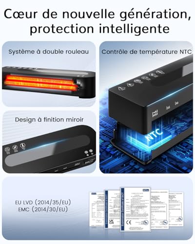 MAXDONE A4 Hot/Cold Laminator - A4 A5 A6 Laminator Sheet with 10 Laminator Pouches All Format, 80-125 Mic Thermal Laminating Machine 90s Preheating (BLACK)