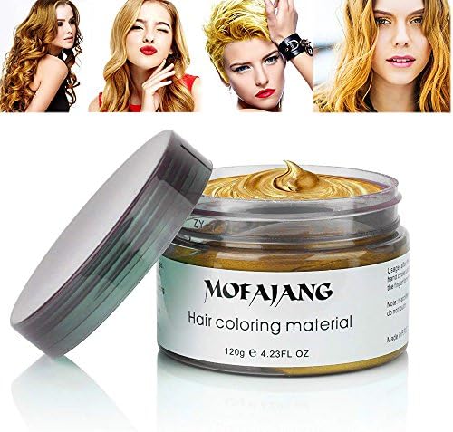 MOFAJANG Hair Coloring Dye Wax, Orange Gold Instant Hair Wax, Temporary Hairstyle Cream 4.23 oz, Hair Pomades, Natural Hairstyle Wax for Men and Women Party Cosplay