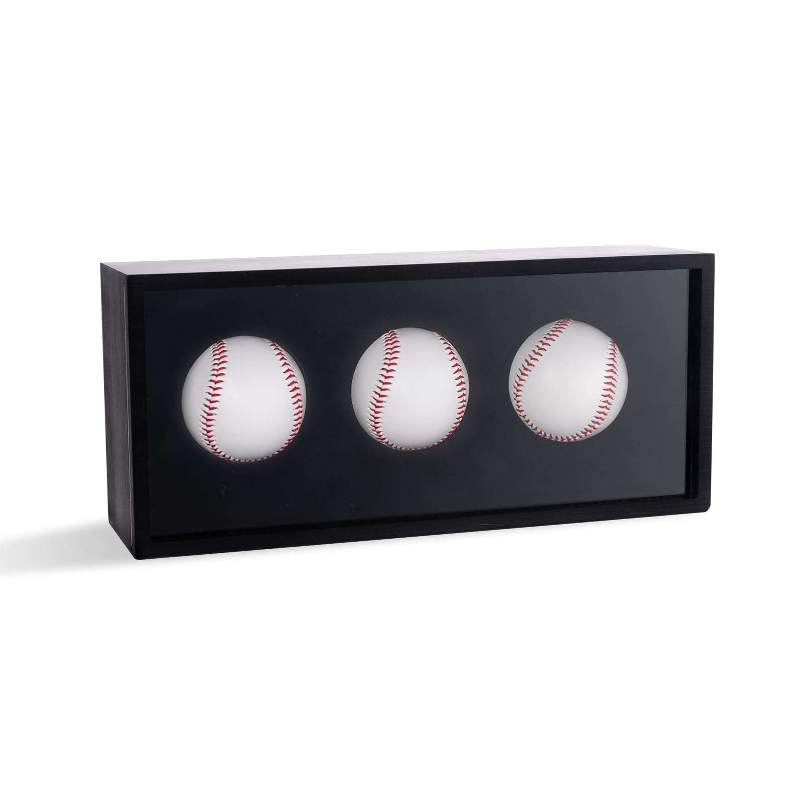 Photo 1 of Baseball Display Case, Baseball Holder Display Case for 3 Balls, with Acrylic Dust UV Protection Cover, Wall Mount Shadow Box for Autographed Balls, Memorabilia Display Case for Baseball Collector
