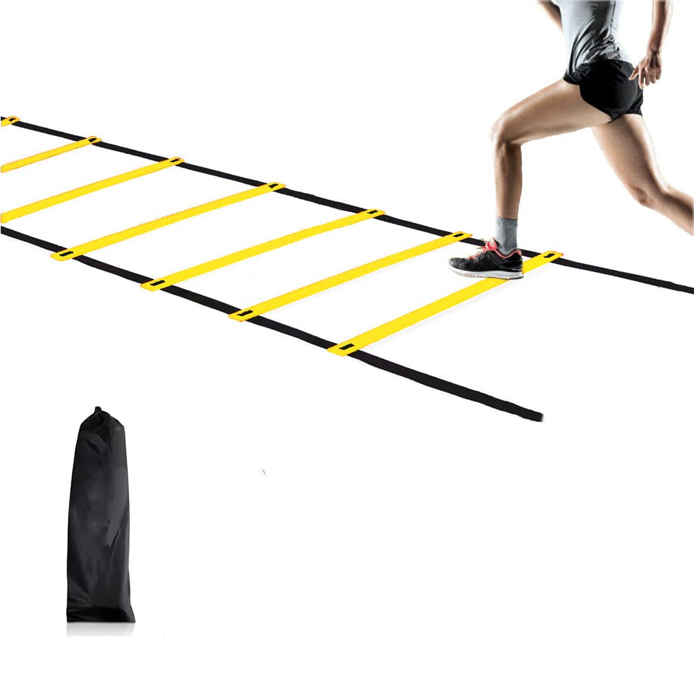 FJYOURIA Agility Speed Ladder, 12 Rung Adjustable Footwork Ladder Training Ladder Training Equipment with Carry Bag, Football Flexibility Training Jumping Ladder