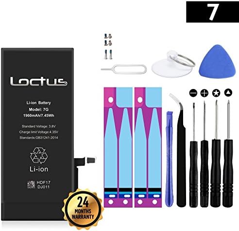 1960mAh Battery for iPhone 7 with Complete Replacement Tool Kit, Adhesive Tape and Instructions Included by LOCTUS. 24 Months Warranty