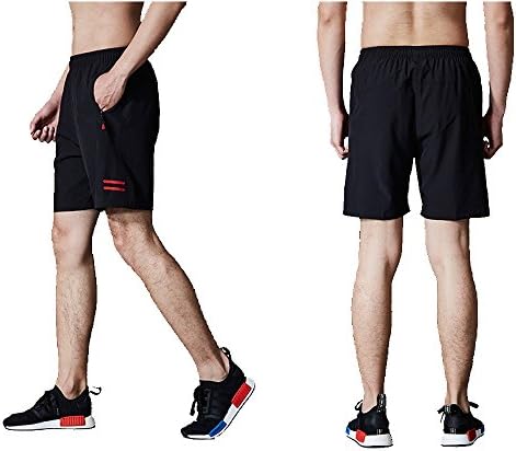 Mens Running Shorts Zipper Loose Lightweight Gym Workout Exercise Shorts with Side Pockets