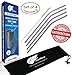GetiGrip Extra Long Stainless Steel Drinking Straws, Set of 4 Bent + FREE Storage Pouch + Cleaning Brush! For Yeti, Ozark Trail, RTIC & other Tumbler Brands; Perfect for 20 oz & 30 oz Cups!