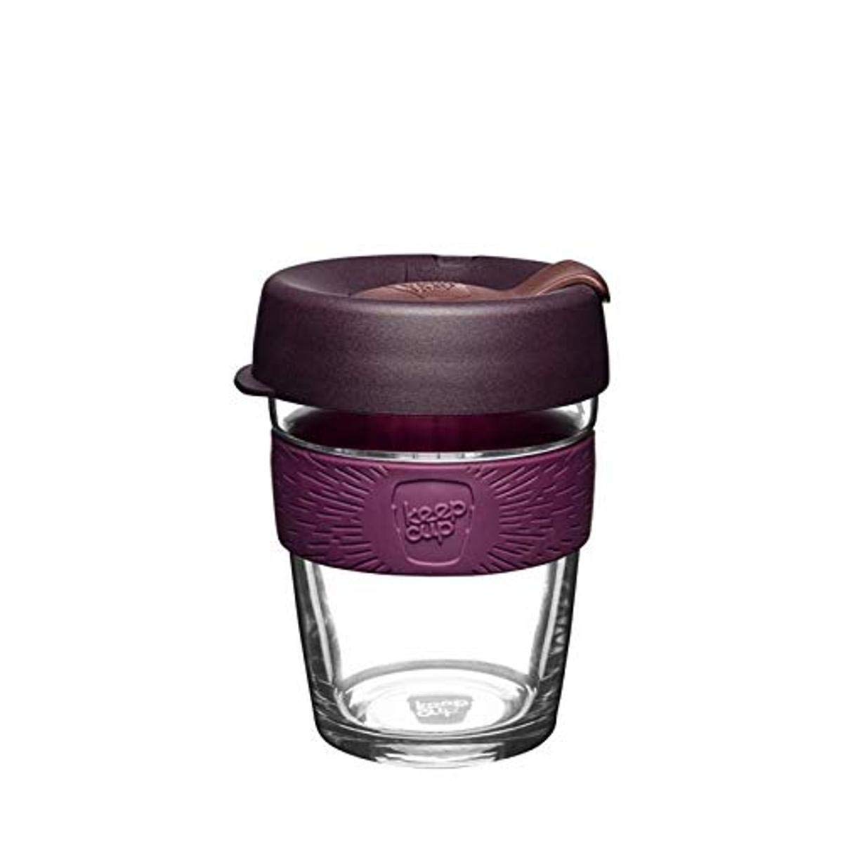 KeepCup Brew, Reusable Coffee Cup - Tempered Glass and Splashproof Sipper, M 12oz/340ml - Alder, Purple