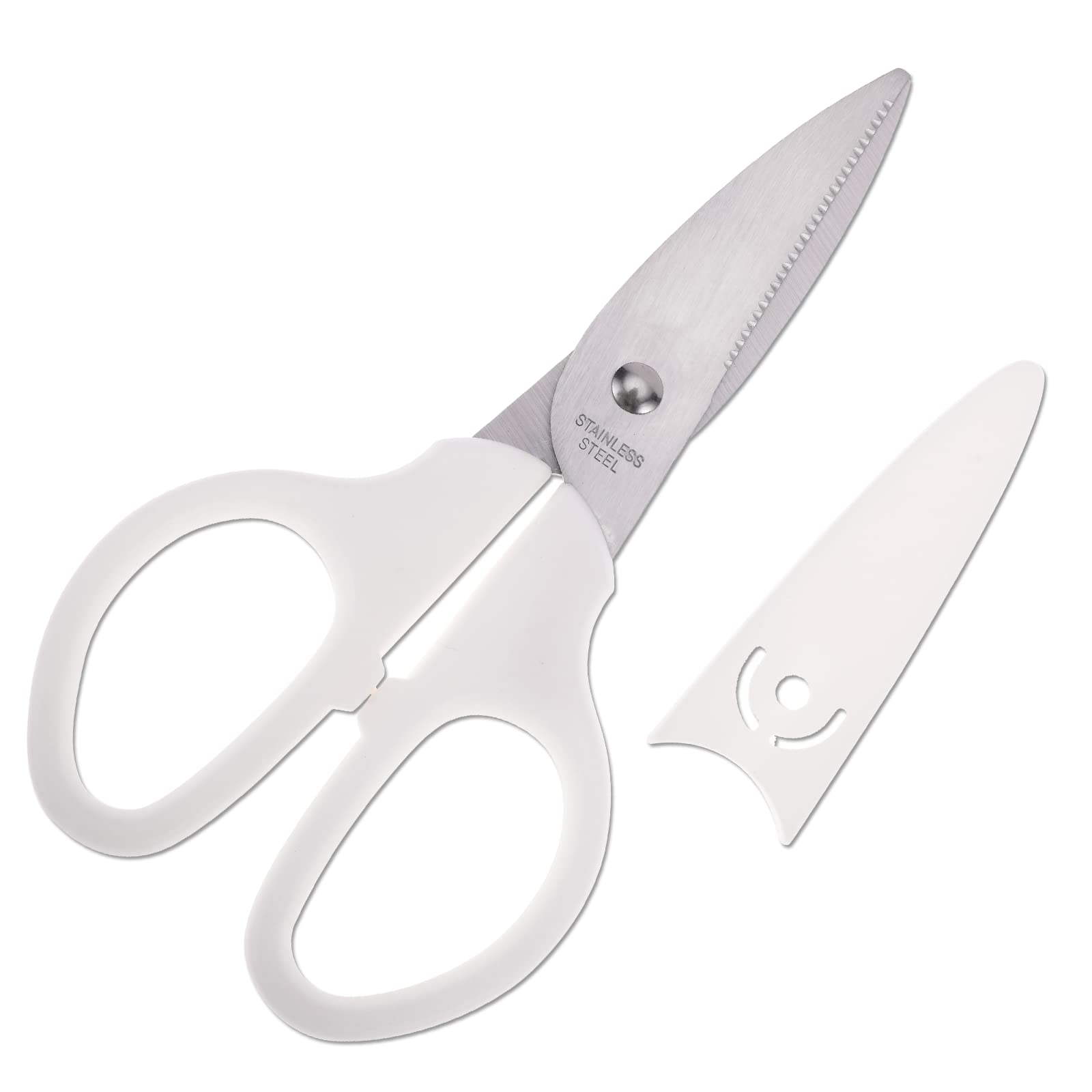 HITOPTY White Multipurpose Scissors, 6in Straight Sturdy Sharp Scissors for Office School Student Home General Use Sewing Fabric Craft Supplies with Cover