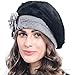 Retro Women Floral Trimmed Wool Blend Cloche Winter Hat (Angola-black)
