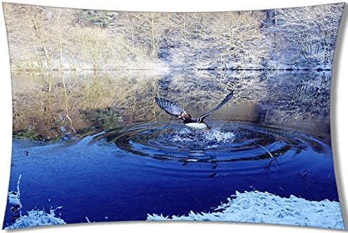 Danger ArEa Mandarin Duck Playing Water For Love Birds Cotton Pillowcase (2 Sides)--20 X 30 Standard Size