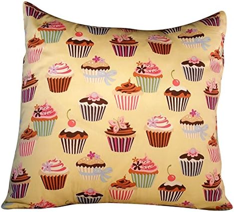 Handmade Decorative 16X16 Cupcake Throw Pillow Cover