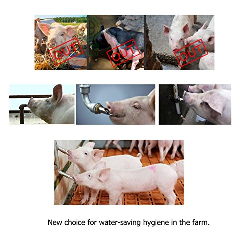 LDEXIN 5pcs Stainless Steel Automatic Pig Nipple Water Drinker Feeder Duck-Billed Waterer 20mm /1/2PT Thread Size for Sows Hog Swine Piglets Drinking