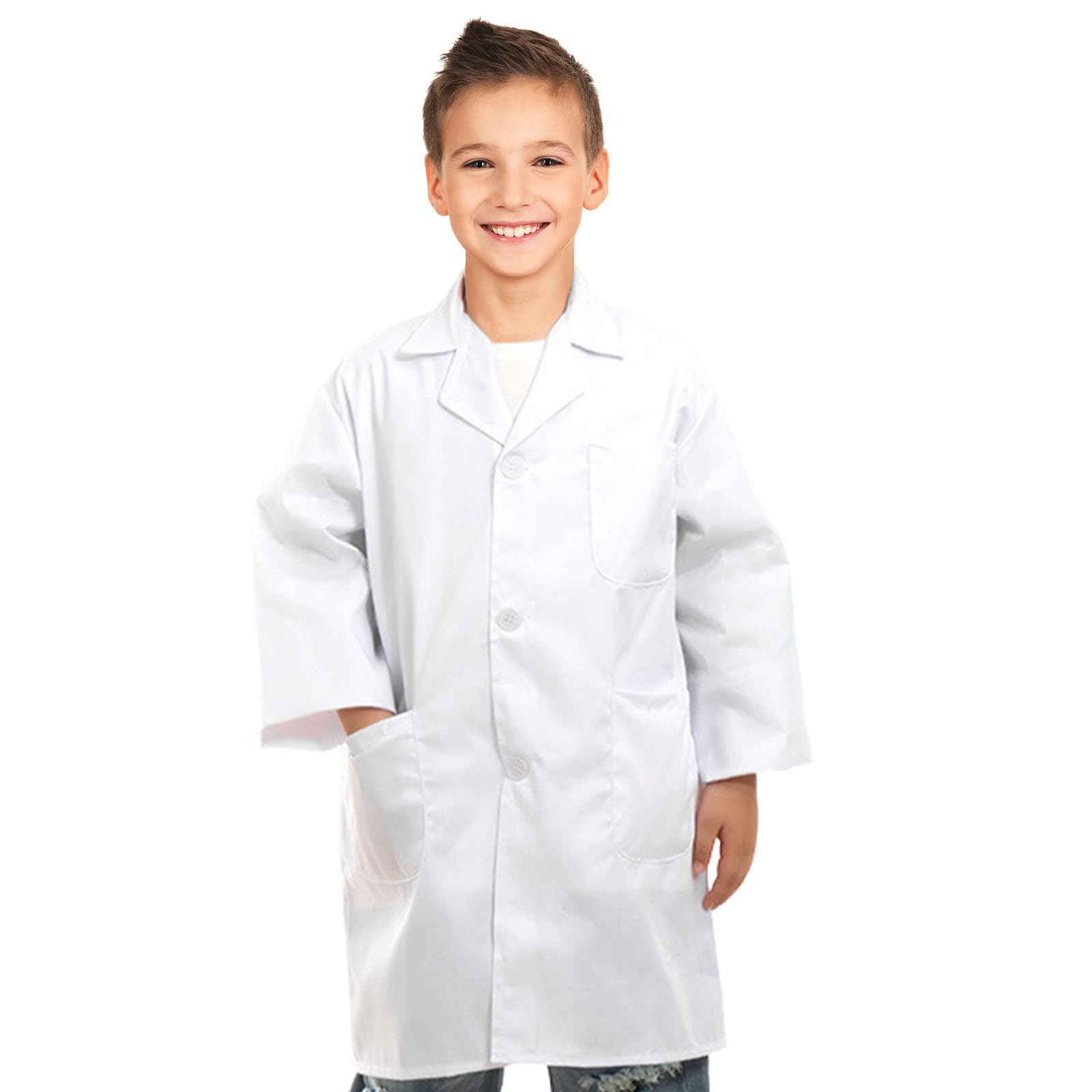 VIKSAUN Kids Scientist Costume Set - Nurse Doctor Lab Coat for Children's Role Play, School Student Science, Vet, Fancy Dress (White)