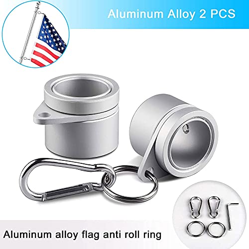 Updated 6 FT Flag Pole Kit with 2 Aluminum Flagpole Rings, Holder and 2
