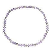 8.5" Petite Stretch Anklet (P92) ~ Sparkly Violet Crystal & Silver Tone Heishi Beads