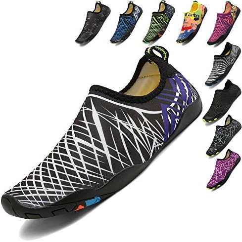 Bedoro Men Women Water Shoes Quick-Dry Lightweight Barefoot Slip-On Aqua For Swim Yoga Walking Beach Boating (10.5 B(M) US Women/8.5 D(M) US Men, White)