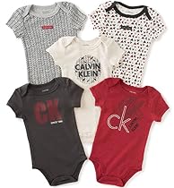 Calvin Klein Baby Boys' Assorted Short Sleeve Bodysuit (Pack of 5)
