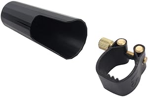 U-K Leather Ligature Soprano Sax Bakelite Mouthpiece Leather Legacy Fastener with Reusable Plastic Cap & Exquisite Workmanshi