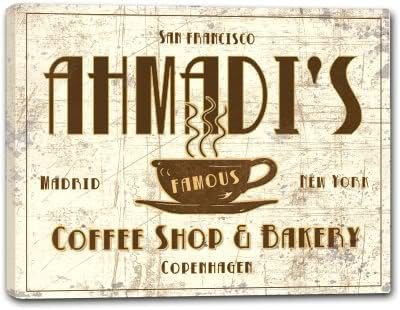 J Edgar Cool AHMADI'S Family Name - MANY DESIGNS AVAILABLE - Coffee Shop &amp; Bakery Gallery Wrapped Canvas Sign 3 SIZES AVAILABLE - 11" x 14"