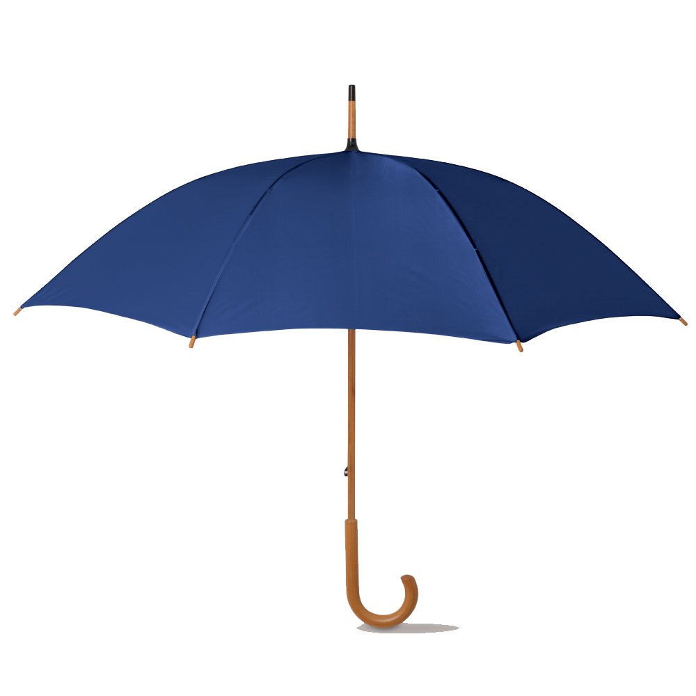 eBuyGB Wooden Crook Handle Large Umbrella Classic Manual Opening Rainproof for Men and Women Umbrella Windproof Strong - Navy Blue 41.5 Inch / 105cm Span 90cm Length
