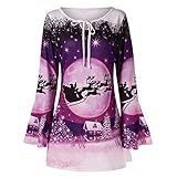 Womens 3/4 Sleeve Plus Size Roundneck Flare Sleeve