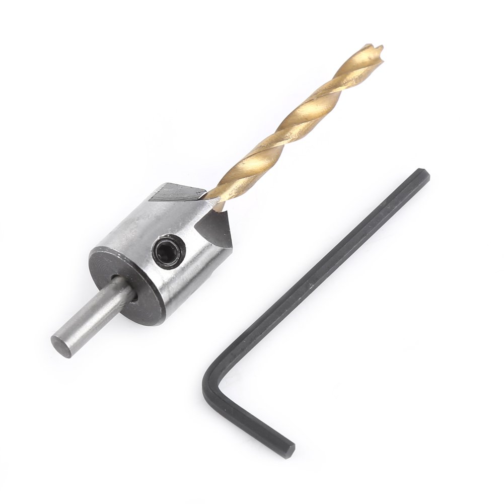 Woodworking Countersink Drill Bit Set Carpentry Reamer Boring Tool with Round Shank and Hex Key for Drilling Holes(4.5mm)