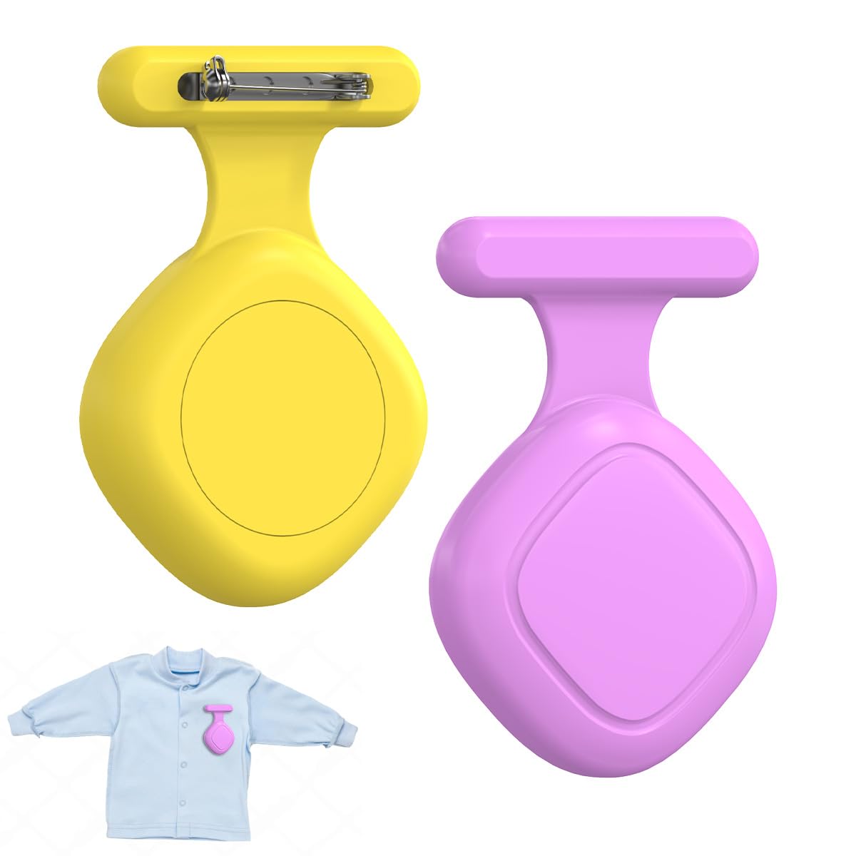 Photo 1 of [2-Pack] Silicone Case for Tile Mate 2024, Full Protective Waterproof Holder for Tile Life360 Mate Tracker Soft Silicone Cover Tile Life360 Mate Holder with Pin, for Bags, Pet, Luggage (Purple+Yellow)