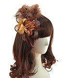 Removable Fascinator Hair Clip Feather Wedding Headwear Bridal 1920s Headpiece Women (Coffee)
