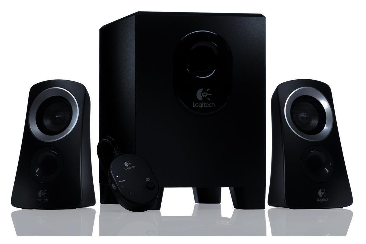 Logitech Z313 2.1 Multimedia Speaker System with Subwoofer, Full Range Audio, 50 Watts Peak Power, Strong Bass, 3.5mm Audio Inputs, UK Plug, PC/PS4/Xbox/TV/Smartphone/Tablet/Music Player - Black