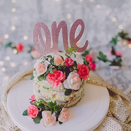 Rose Gold Glitter ONE Cake Topper Handmade Products
