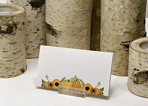 Desert Mercantile Fall Place Cards - 50 Pack - Tented Place Cards with Autumn Theme for Thanksgiving Table, Holiday Buffets, Autumn Weddings. Folded Place Cards are Made of 14 pt. Matte Card Stock.