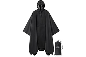 salamra Hooded Rain Poncho Waterproof Raincoat Jacket for Men/Women/Adults with Pocket