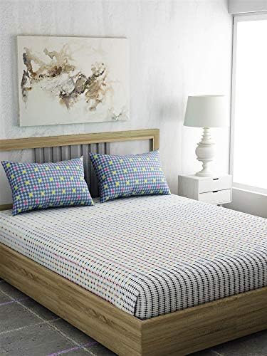 Portico New York Hashtag Printed Cotton 144 TC Double Bedsheet with 2 Pillow Covers, King Size/228X274 cm (Multicolour)