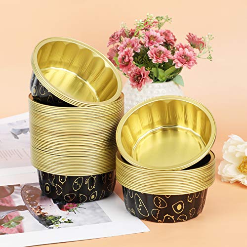 Disposable Round Ramekins 8 oz, Beasea 100 Pack 3.9" Aluminum Foil Cups