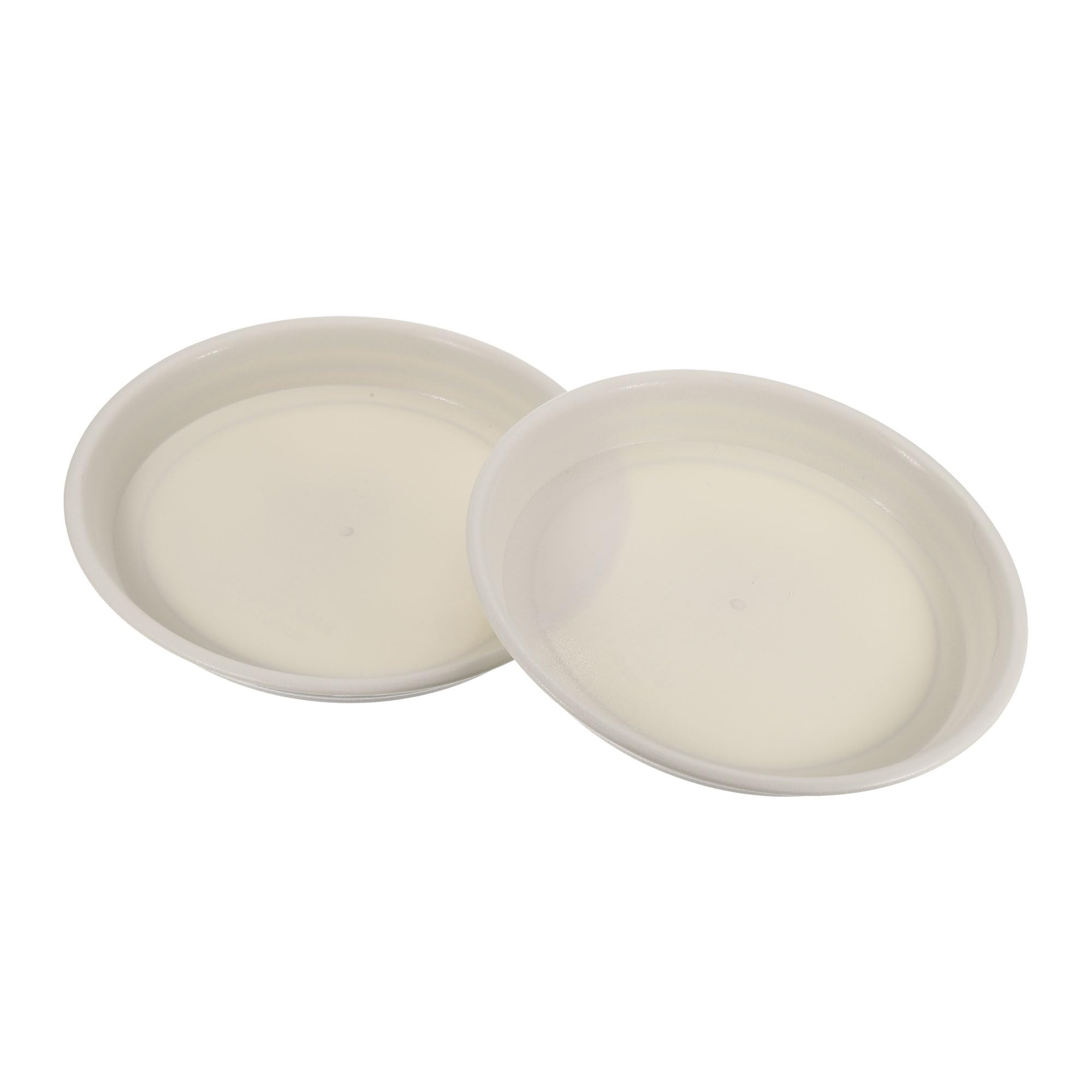 M METERXITY 2 Pack Planter Saucers - Plastic Plant Tray Flowerpot Drip Trays Round Apply to Outdoor/Garden (14 Inch/ 35.8cm, Beige)
