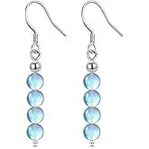 925 Sterling Silver Heart/Bead/Flower/Teardrop Moonstone/Turquoise Dangle Hook Earrings, Dangle Drop Earrings Jewelry for Women Mother Wife Lover