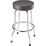 BIG RED Torin Swivel Bar Stool: Padded Garage/Shop Seat with Chrome Plated Legs, Black, 28.74" Tall, 18.5" Diameter