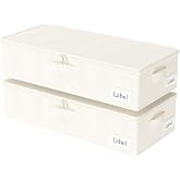 Yawinhe 27L UnderBed Storage Containers,2 Pack Closet Organizers,Beige | Blanket Storage Bags with Clear Window and 4 Handles; Foldable Underbed Bins Containers with Clear Window for Beddin