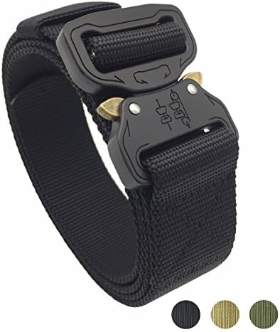 Moonstone Tactical Belt 1.5" Nylon Military Style Riggers Belt with Heavy-Duty Quick-Release Metal Buckle (Waist 29-44 Width 1.5", Black)