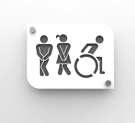 Decoho Plaque De Porte Design Toilettes Trio Hommes Femmes Handicapes Pmr Pictogramme Wc Homme Femme Pmr Blanc Gris 3 Amazon Fr Cuisine Maison