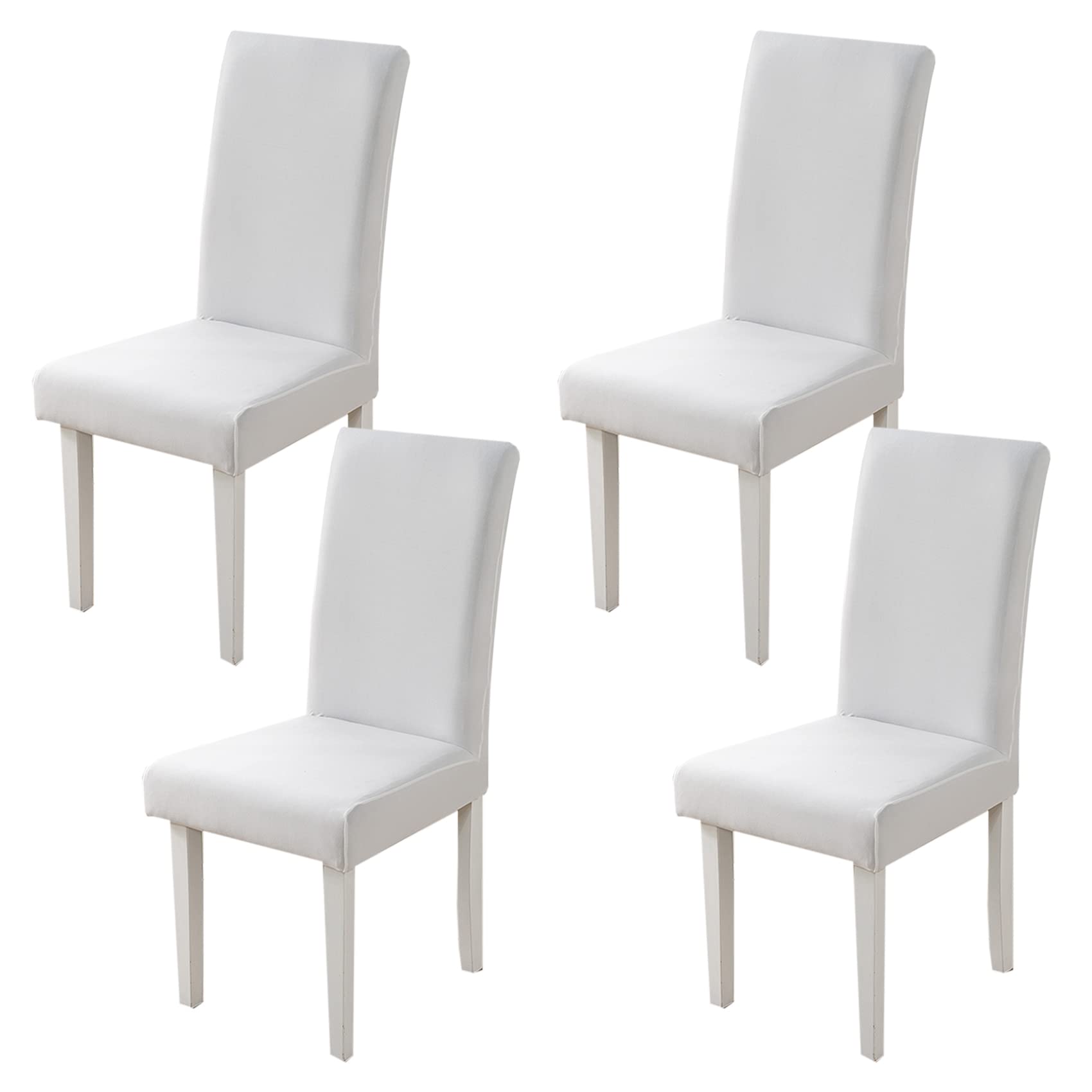HZDHCLH Chair Covers Slipcovers 4/6 PCs Stretch Removable Washable Short Dining Chair Protector Cover Seat for Hotel,Dining Room,Ceremony（White,4 PCS）