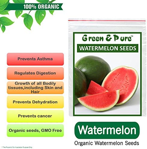 Green And Pure High Yield Organic Vegetable Seeds - Watermelon (Pack Of 1) For Kitchen / Terrace / Home Garden