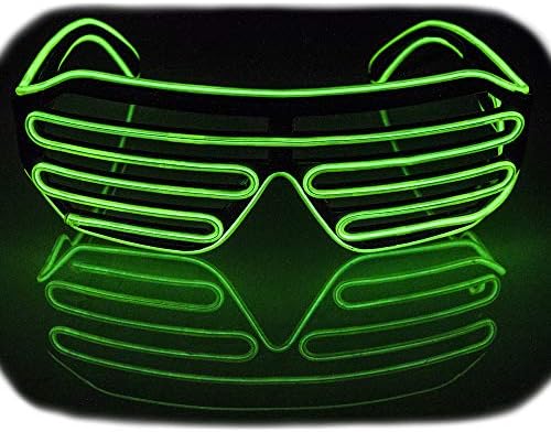 Fadory Led Light Up Party Glowing Glasses for Halloween Costume Parties Decorations (Green)