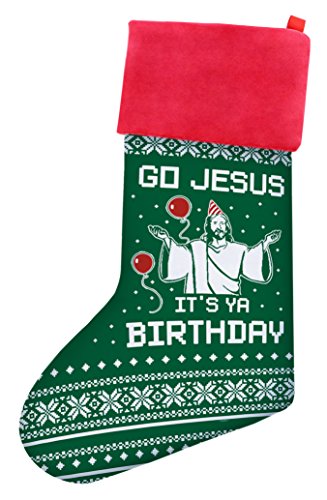 Funny Secret Santa Gift Go Jesus Its Yo Birthday Ugly Christmas Sweater Themed Funny Christmas Gifts Christmas Gag Gifts Gift Christmas Stocking Green