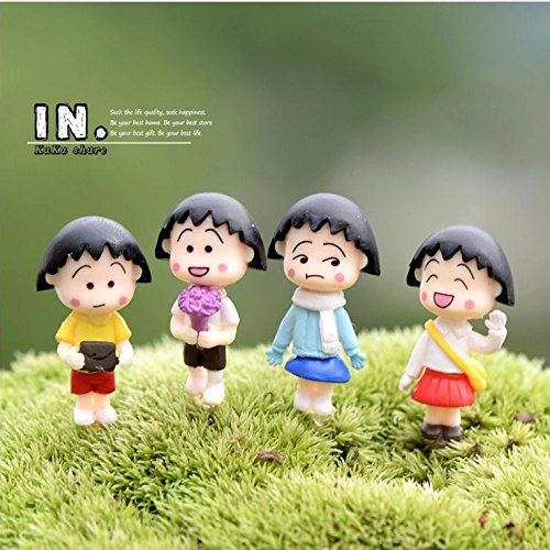 Shopystore 4Pcs Creative Cute Chibi Maruko Home Garden Decoration Moss Ornaments Crafts Japanese A