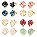 Finrezio 8 Pairs Resin Square Faux Druzy Stone Stud Earrings Set for Women Men Gold Plated Fashion Earrings Jewelry 10MM