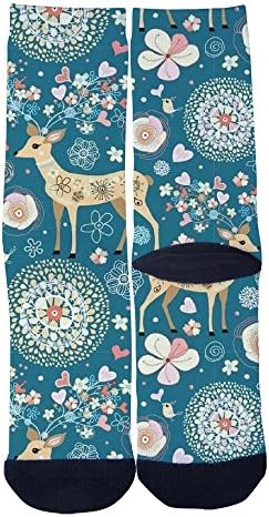 EveninSky Men's Custom Sika Deer Casual Crew Socks