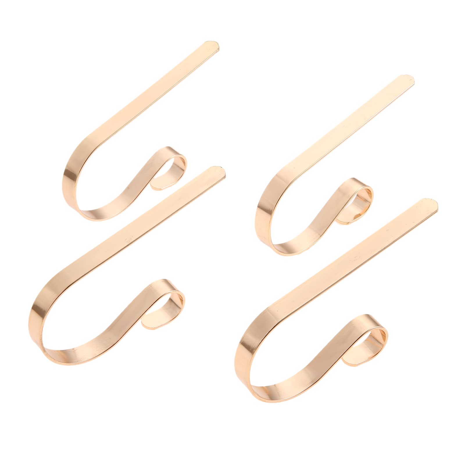 Mgoodoo Christmas Stocking Hooks for Fireplace,Stocking Holders for Mantle, 4 Pack Hooks Metal Fireplace Hanger for Christmas Party Decoration (Light Gold)