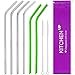 Silicone Straws and Stainless Steel Straws Bundle - Reusable Straws for 30 oz Tumbler Yeti / Rtic / Ozark - 6 Reusable Straws + 2 Brushes + 1 Purple Storage Pouch for Silicone and Metal Straws
